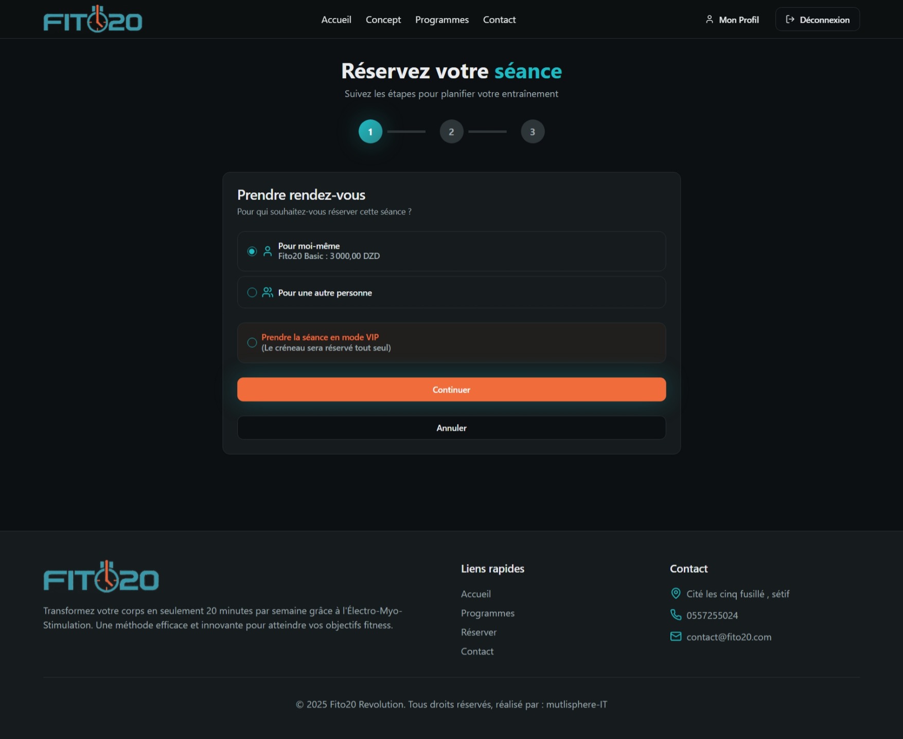 Plateforme de réservation – Fitness EMS - 4